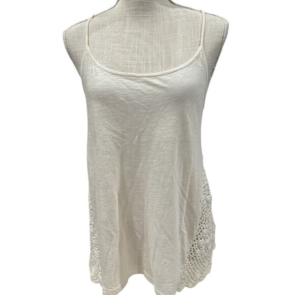 Roxy Womens Crocheted Accent Ivory Tank Top With Adjustable Straps size S - Picture 1 of 9